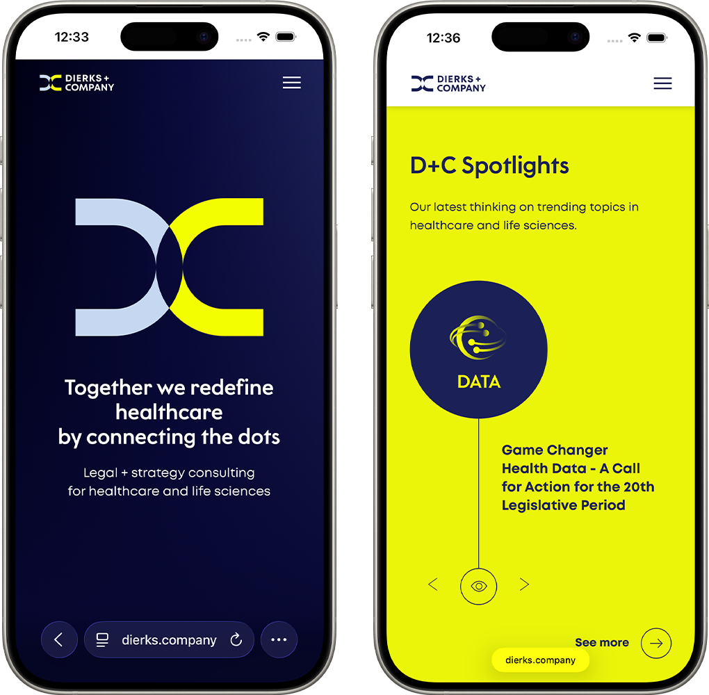 Mobile Ansicht der Website von DIERKS+COMPANY