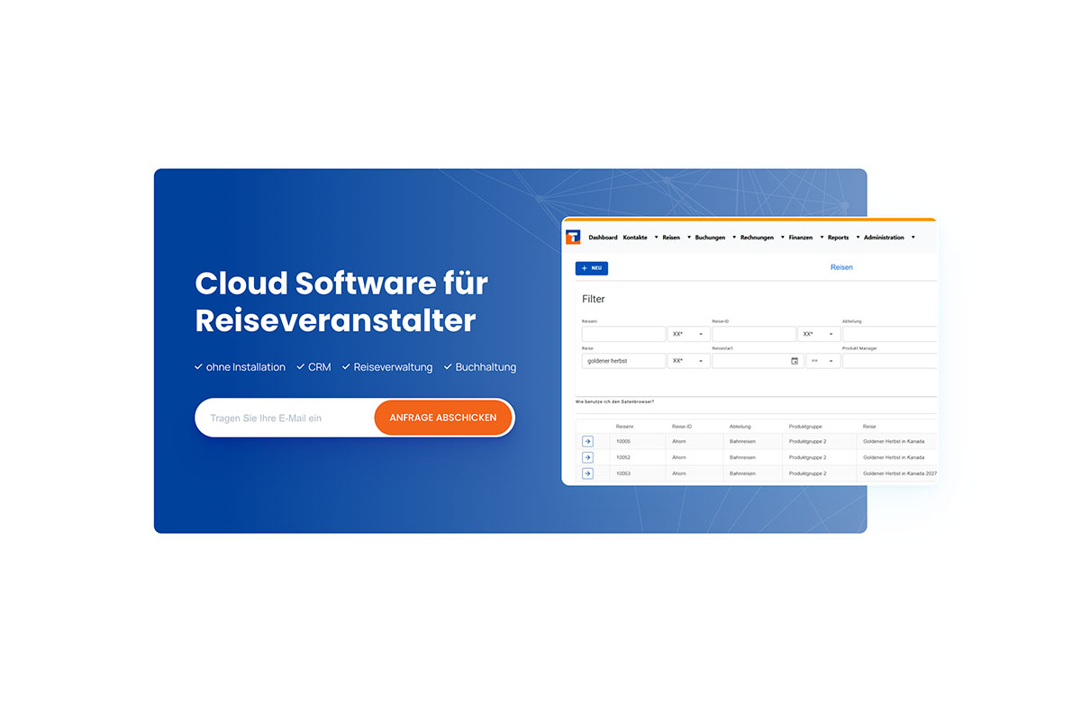 Website-Screenshot von Travel Master